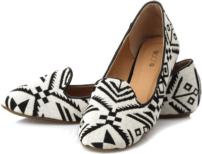 

Fascino Aztec Printed Bellies For Women(White, Black