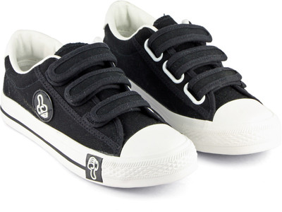 

DeVEE Thumbs Up Double Velcro Black Canvas Shoes For Women(Black