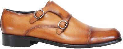 Brune TAN LEATHER DOUBLE MONK SHOES FOR MEN Monk Strap