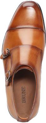 Brune TAN LEATHER DOUBLE MONK SHOES FOR MEN Monk Strap