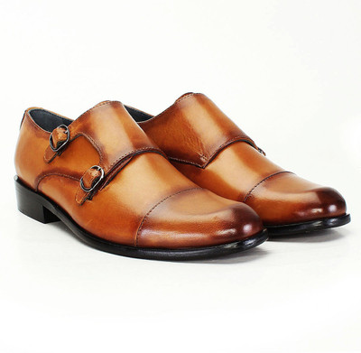 

Brune TAN LEATHER DOUBLE MONK SHOES FOR MEN Monk Strap For Men(Tan
