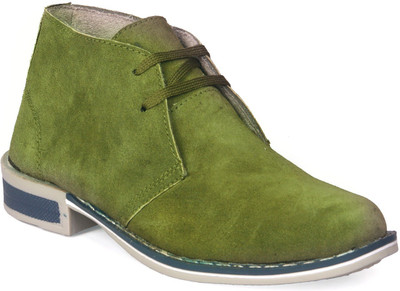 

Molessi Molessi Men's Olive Leather Mid-Top Derby Casuals For Men(Olive