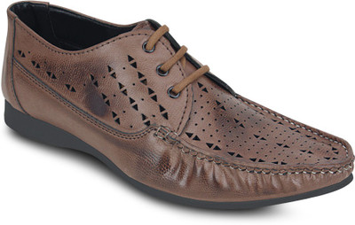 

Get Glamr Perforated Lace Ups Boat Shoes For Men(Brown