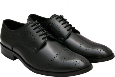 

Hirel's Black Cap Toe Derby Lace Up Derby For Men(Black