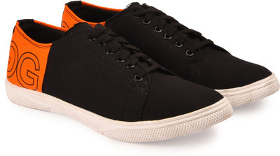 

Andrew Scott Men's Black Canvas Sneakers For Men(Black, Orange