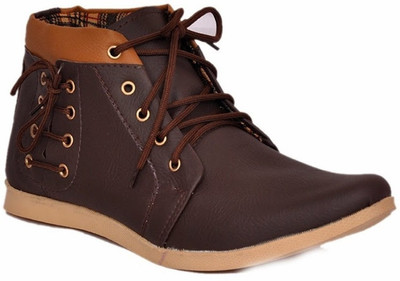 

Footista Side Lace Boots For Men(Brown, Tan
