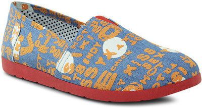 

Get Glamr Printed Slip Ons Canvas Shoes For Women(Blue