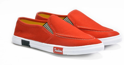 

Boysons red moccasins Canvas Shoes For Men(Red
