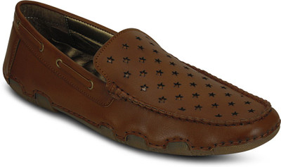 

Get Glamr Perforated Slip On Loafers For Men(Tan