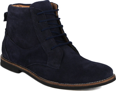 

Kielz Men-Black-Suede Leather Boots For Men(Blue