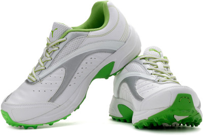 Puma Lithium Rubber Cricket Shoes For Men(Green, White), 03;white;jasmine green;puma silver