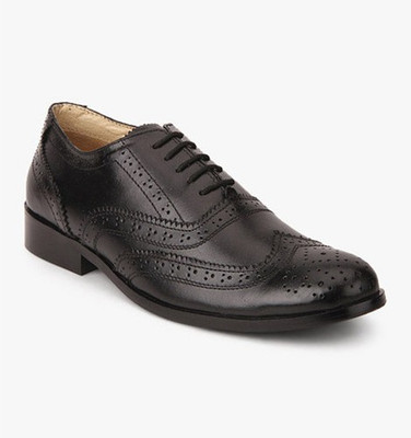 

Hirel's Leather Brogue Lace Up For Men(Black