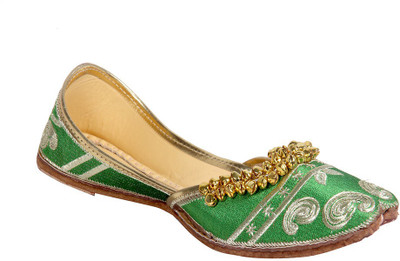 

Panahi Synthetic Leather Premium Punjabi Jutti with Cushion Jutis For Women(Green