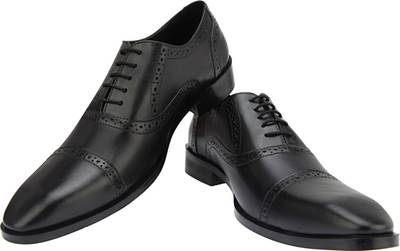 Brigit Half Brogue Shoes Black Lace Up