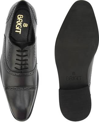 Brigit Half Brogue Shoes Black Lace Up