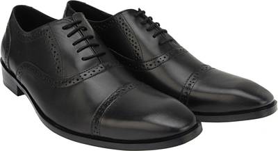 Brigit Half Brogue Shoes Black Lace Up