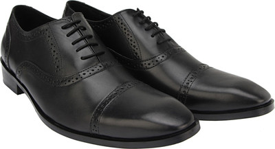 

Brigit Half Brogue Shoes Black Lace Up For Men(Black)