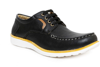 

Romanfox 100025-Casual-Black Boat Shoes For Men(Black)