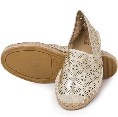 

Chumbak Metallic Geometric Gold Espadrilles Loafers For Women(Gold)