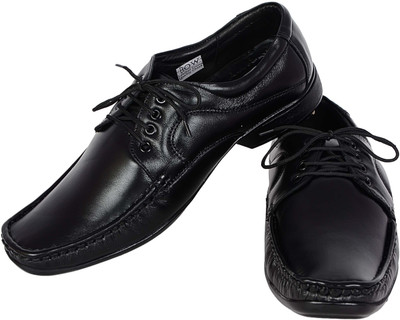 Shoebook Black Formal Leather Lace Up Shoes Party Wear For Men(Black, Black