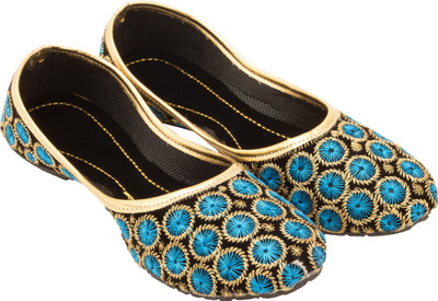 

Footrendz Embroidered Jutis For Women(Blue), Blue::black::golden