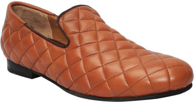 

Bare Skin Tan Genuine Leather Diamond Style Slip On Shoe For men Loafers For Men(Tan