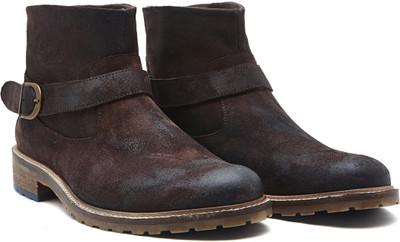 

Royal Enfield Clipper/Washed suede ankle Boots For Men(Brown