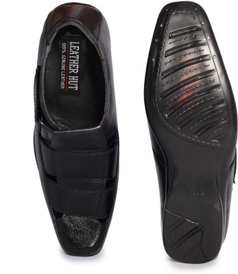 

LEATHER HUT Genuine Leather Slip On For Men(Black