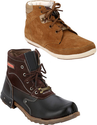 

Rocozo Hunk Boots with Rz Ankle Boots For Men(Black, Tan