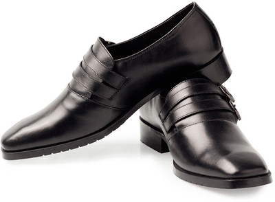 

Walker Styleways Comfy Black Leather Double Monk Strap Shoes For Men(Black