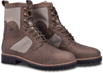 

Royal Enfield Zanskar - oil-pull-up leather Boots For Men(Black, Green
