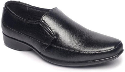 

Feather Leather Genuine Black Slip On Shoes For Men(Black)