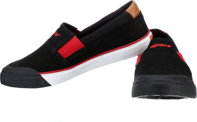 

Sparx Stylish Black Slip On Sneakers For Men(Multicolor, Black::red