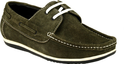 

GAI Olive Leather Loafers For Men(Olive
