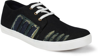 

Shoe Island Ripped Denim Black Casuals For Men(Black