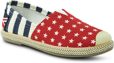

Get Glamr Starred Slip Ons Canvas Shoes For Women(Red