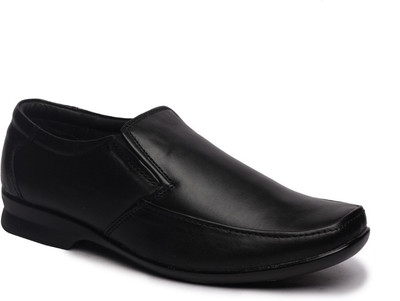 LEATHER HUT Genuine Leather Slip On For Men(Black