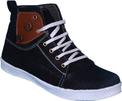 

Smoky Black Danim Sneakers Shoe Party Wear For Men(Black)