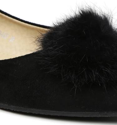 Addons Addons Pom-Pom Suede Ballerinas Bellies