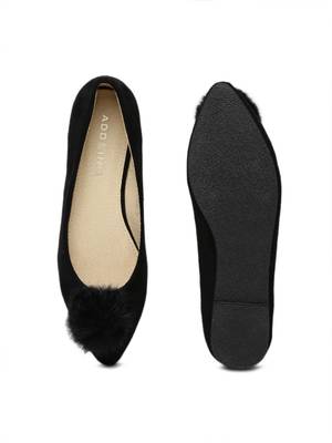 Addons Addons Pom-Pom Suede Ballerinas Bellies