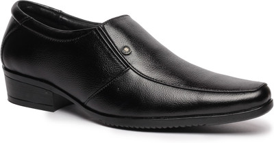 

Feather Leather Genuine Leather Black Formal Shoes 034 Slip On Shoes For Men(Black)
