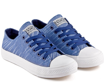 

DeVEE Simply Striped Navy Canvas Shoes For Women(Blue, Navy