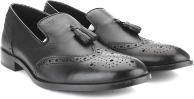 

Arrow Men Genuine Leather Slip On Shoes For Men(Black, Dark navy/black