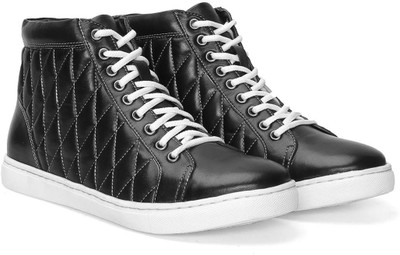 

Bare Skin Leather Sneakers For Men(Black