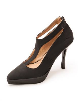 Marc Loire Marc Loire Women's Solid Black Zipper Heels Bellies