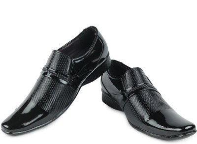 SHOE ISLAND Designer Patent Black Slip-On Formal Shoes Slip On For Men(Black)