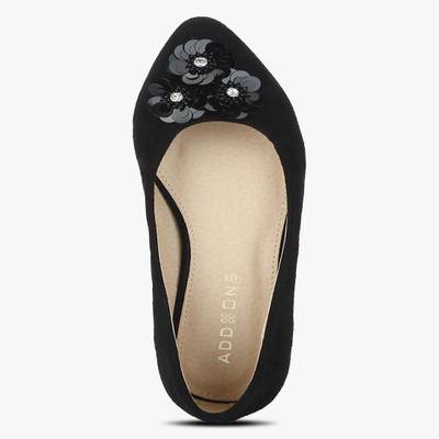 Addons Addons Floral Sequins Suede Ballerinas Bellies