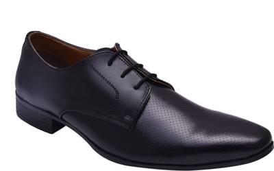 Hirel's Black Office Wear Derby Lace Up Shoes