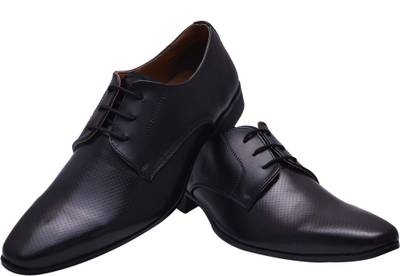 Hirel's Black Office Wear Derby Lace Up Shoes