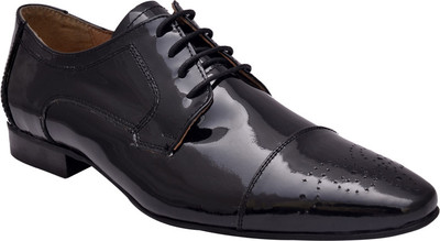 

Hirel's Men Black Patent Oxford Lace Up Shoes For Men(Black